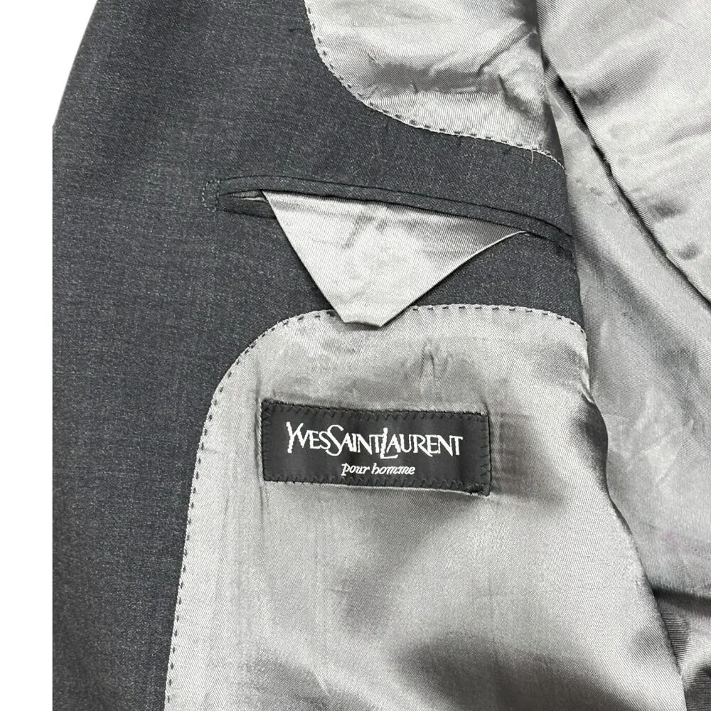 Yves Saint Laurent Pour Homme‎ Charcoal 120s Wool Two Button Blazer